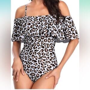 Tempt Me Women's One Piece Swimsuit Vintage Off Shoulder Ruffled XL